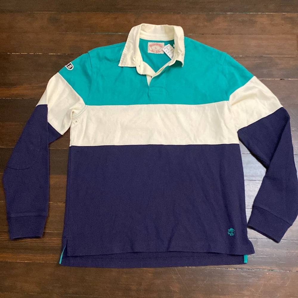 Brooks Brothers, Colorblocked Rugby Longsleeve Shirt, L, Multicolor